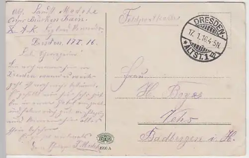 (19905) AK Dresden, Postplatz, Feldpost 1916