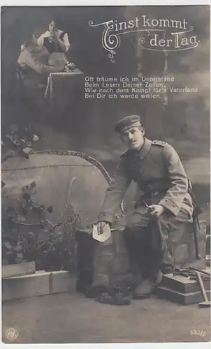 (19892) Foto AK Patriotika, Einst kommt der Tag, Oft träume..Feldp. 1918