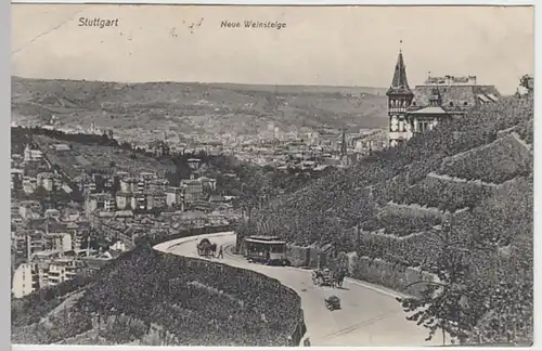 (19881) AK Stuttgart, Neue Weinsteige, Soldatenpost 1908