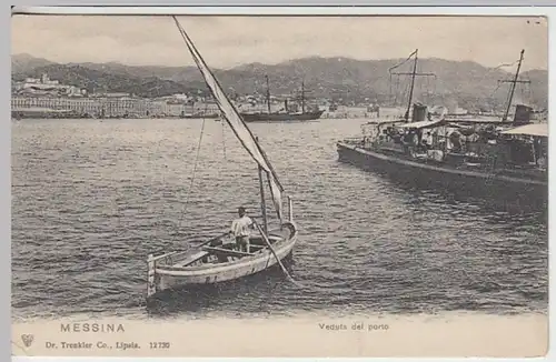 (19786) AK Messina, Hafen, Schiffe, bis um 1905