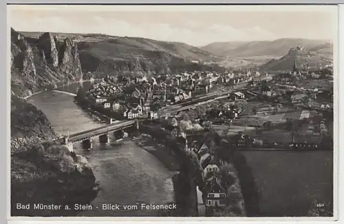 (19635) Foto AK Bad Münster am Stein, Blick vom Felseneck 1932