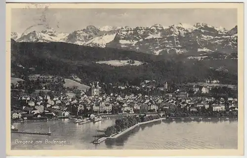 (19603) AK Bregenz, Bodensee, Panorama 1938