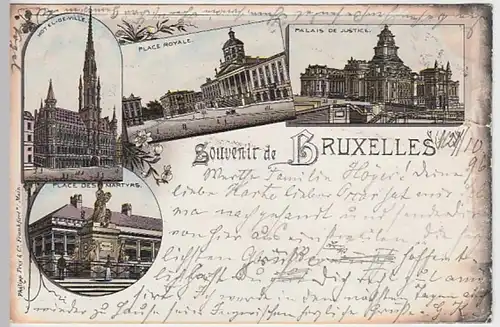 (19546) AK Bruxelles, Brüssel, Rathaus, Märtyrerplatz, Litho 1896