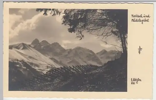 (19542) Foto AK Trettachspitze, Mädelegabel, vor 1945
