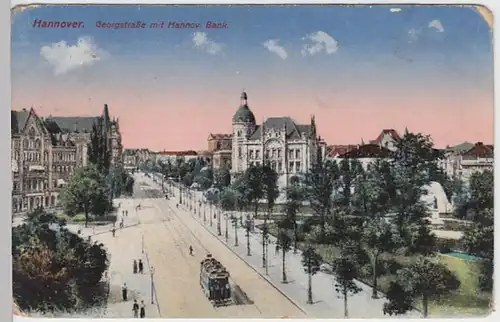 (19514) AK Hannover, Georgstr., Hannov. Bank, Feldpost 1917