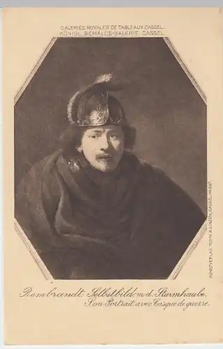 (19512) Künstler AK Rembrandt, Selbstbildnis mit Sturmhaube, bis 1905