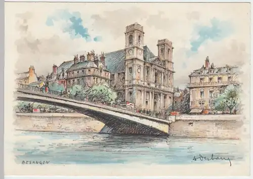 (19502) Künstler AK Besancon, Sainte-Madeleine, Pont Battant
