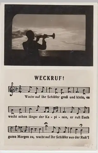 (19491) Foto AK Liedkarte, Weckruf, Wacht auf ihr Schläfer groß, v. 1945