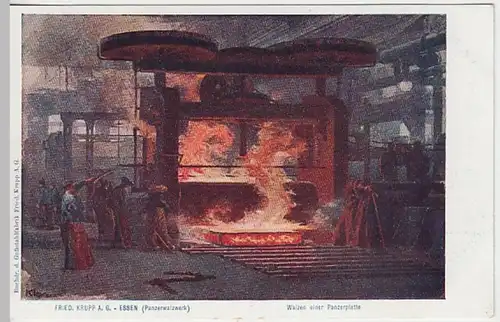 (19408) Künstler AK Kl., Essen, Fr. Krupp AG, Panzerwalzwerk, bis 1904