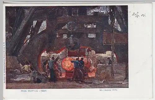 (19407) Künstler AK Kl., Essen, Friedr. Krupp AG, 50 t Hammer 1904