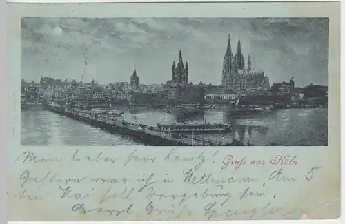 (19405) AK Gruß aus Köln, Groß St. Martin, Mondscheinkarte 1899