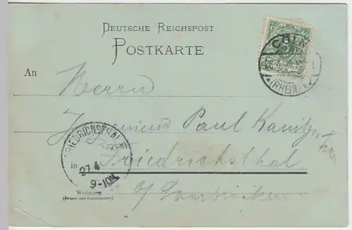 (19405) AK Gruß aus Köln, Groß St. Martin, Mondscheinkarte 1899