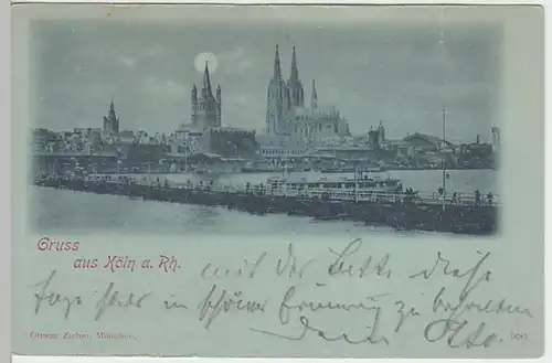 (19403) AK Gruß aus Köln, Groß St. Martin, Mondscheinkarte, bis 1905