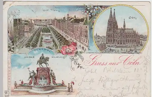(19397) AK Gruß aus Köln, Kaiser Wilhelm Ring, Denkmal, Litho 1901