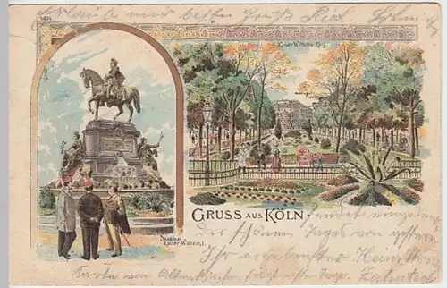 (19390) AK Gruß aus Köln, Kaiser Wilhelm Ring, Litho 1900