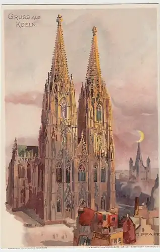 (19387) Künstler AK C. Pfaff, Gruß aus Köln, Dom, bis 1905
