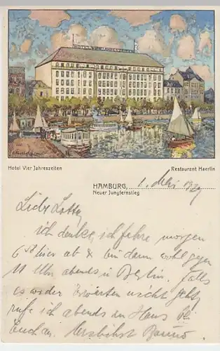 (19353) Künstler AK C. Gorbatoff, Hamburg, Hotel Vier Jahreszeiten 1929