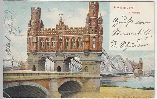 (19352) AK Hamburg, Elbbrücke 1902