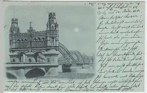 (19351) AK Gruß aus Hamburg, Elbbrücke, Mondscheinkarte 1898
