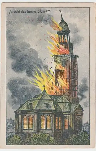 (19318) Künstler AK Hamburg, St. Michaeliskirche in Brand 1906