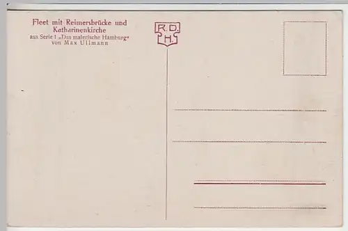 (19314) Künstler AK Max Ullmann, Hamburg, Fleet, Reimersbrücke, v. 1945