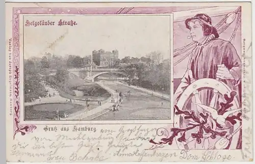 (19291) AK Gruß aus Hamburg, Helgoländer Straße, Bahnpost 1901