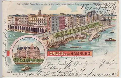 (19282) AK Gruß aus Hamburg, Reesendammbrücke, Litho 1901