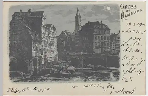 (19280) AK Gruß aus Hamburg, Winser Baum, Mondscheinkarte 1900