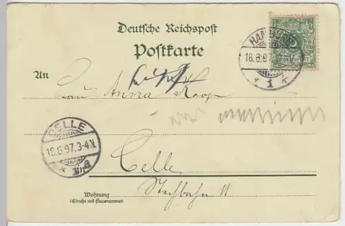 (19279) AK Gruß aus Hamburg, Fährhaus St. Pauli, Litho 1897