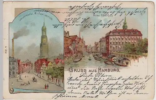 (19268) AK Gruß aus Hamburg, Michaeliskirche 1905