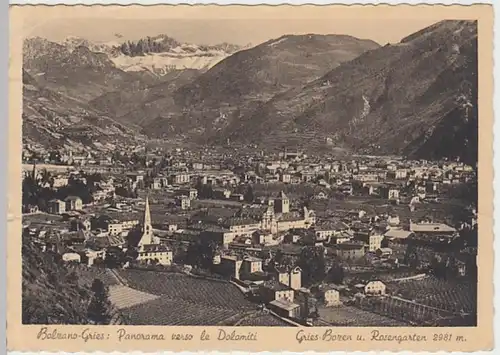 (19243) AK Gries, Bolzano, Bozen, Panorama, Rosengarten, um 1950