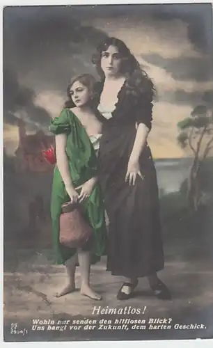 (19215) Foto AK Sprüche, Heimatlos, Wohin nur 1916