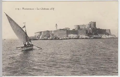 (19197) AK Marseille, Chateau d' If, Segelboot, vor 1945