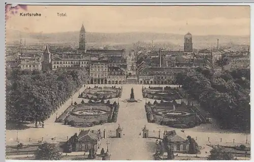 (19175) AK Karlsruhe, Blick vom Schloss, Feldpost 1917