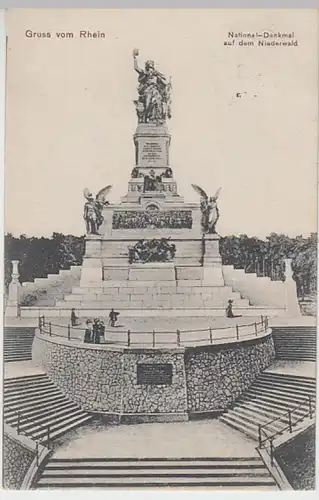 (19073) AK Gruß vom Rhein, Rüdesheim, Nationaldenkmal 1909