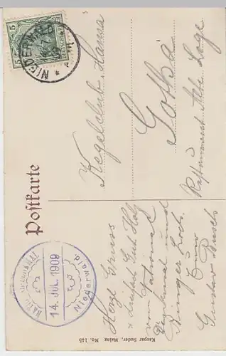 (19073) AK Gruß vom Rhein, Rüdesheim, Nationaldenkmal 1909