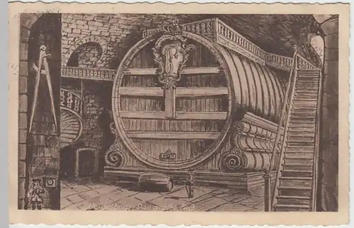 (19068) Künstler AK Heidelberg, Großes Fass 1928
