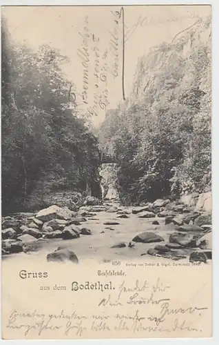 (19053) AK Gruß aus dem Bodetal, Harz, Teufelsbrücke 1905