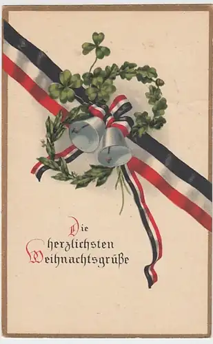 (19038) AK Weihnachten, Glöckchen, Klee, Lorbeer, Feldpost 1915