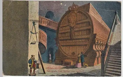 (19010) Künstler AK Heidelberg, Großes Fass, vor 1945