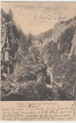 (19001) AK Bodetal, Bodekessel, Teufelsbrücke 1907