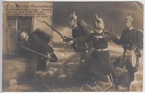 (18972) Foto AK Patriotika, Des Königs Grenadiere, Feldpost 1914