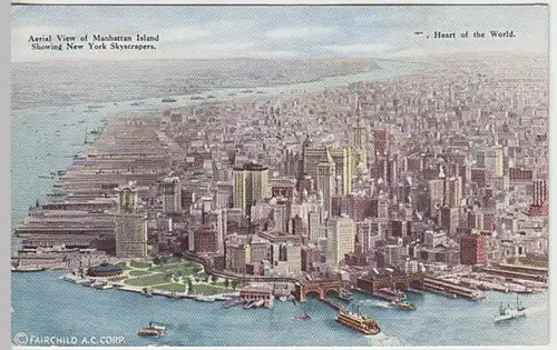(18894) Künstler AK New York, Manhattan Island, Panorama, vor 1945