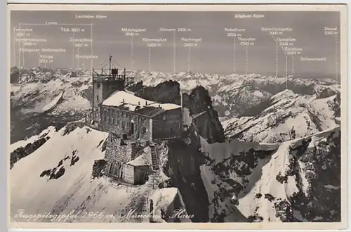 (18867) Foto AK Zugspitze m. Münchner Haus 1944