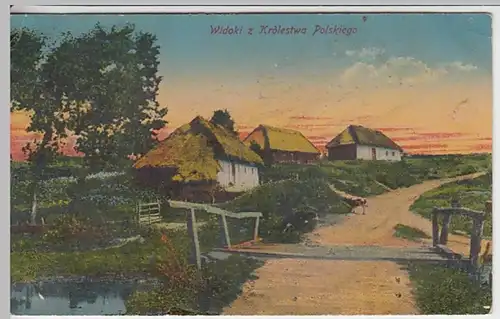 (18819) AK Schilfgedeckte Häuser, Polen, Feldpost 1917