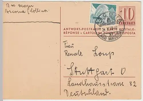 (18752) Ganzsache Schweiz 1950 Zusatzfrankatur