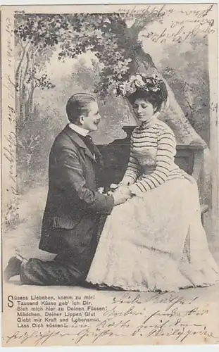 (18727) AK Paar auf Bank, Süßes Liebchen komm zu mir 1903