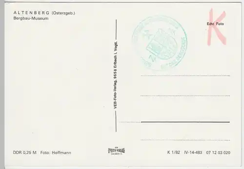 (18637) Foto AK Altenberg, Bergbau-Museum 1982