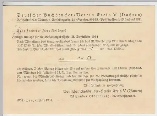 (18581) Postkarte DR 1938 v. Deutscher Buchdrucker-Verein Bayern