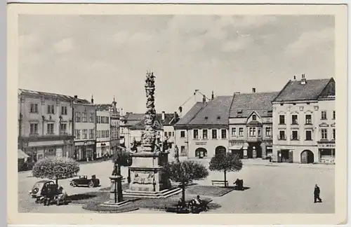 (18616) AK Wischau, Vyskov, Marktplatz, Denkmal, vor 1945